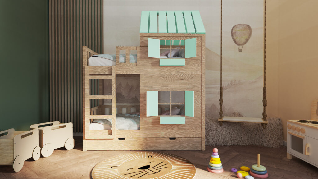 Łóżko piętrowe domek dla dzieci