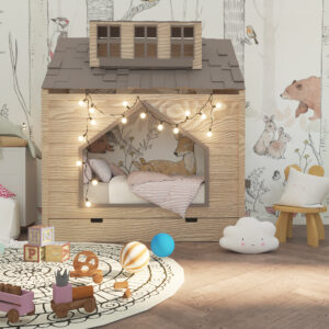 Łóżko drewniane domek dla dzieci innowacyjne pomysły