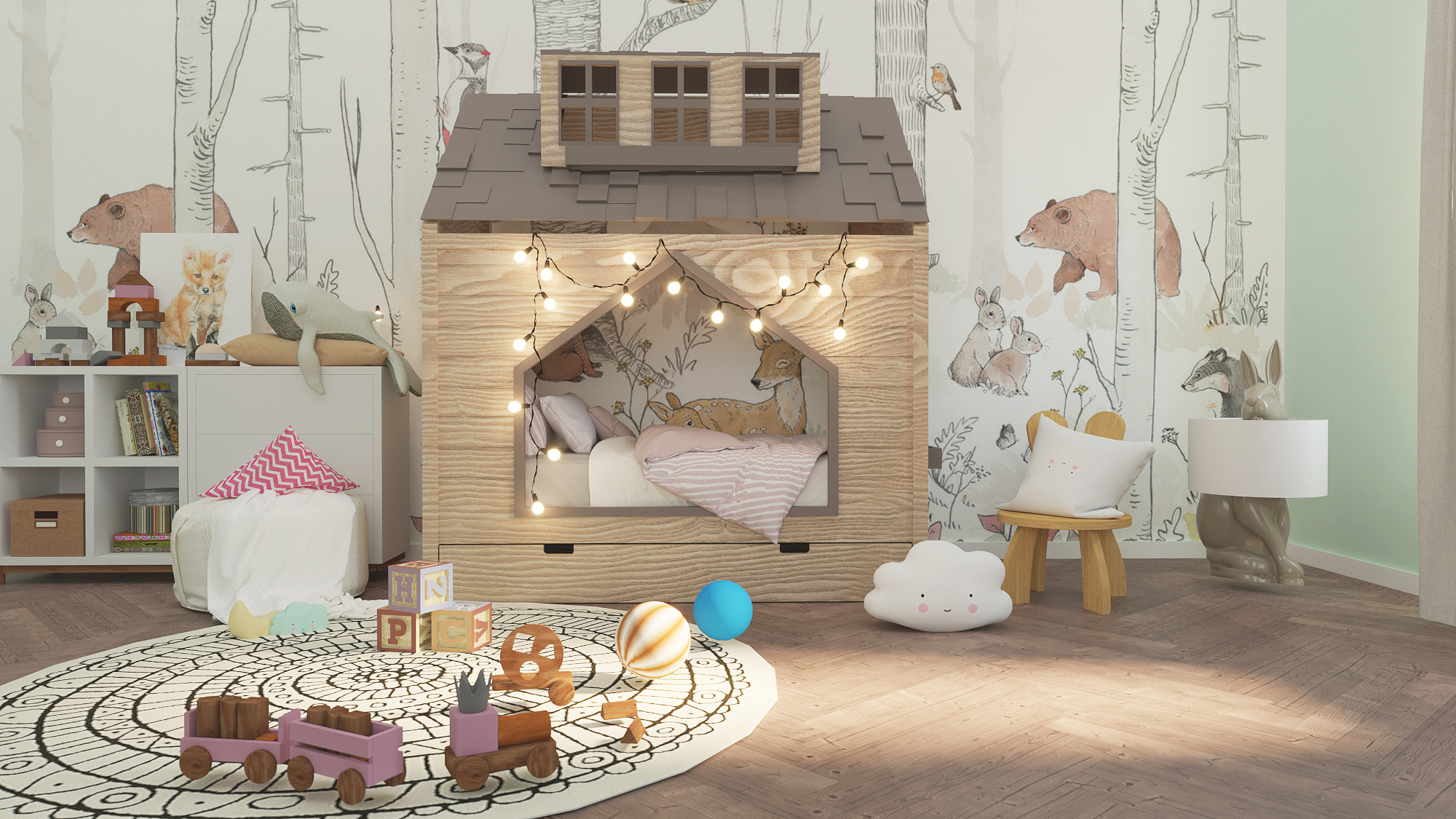 Łóżko drewniane domek dla dzieci innowacyjne pomysły