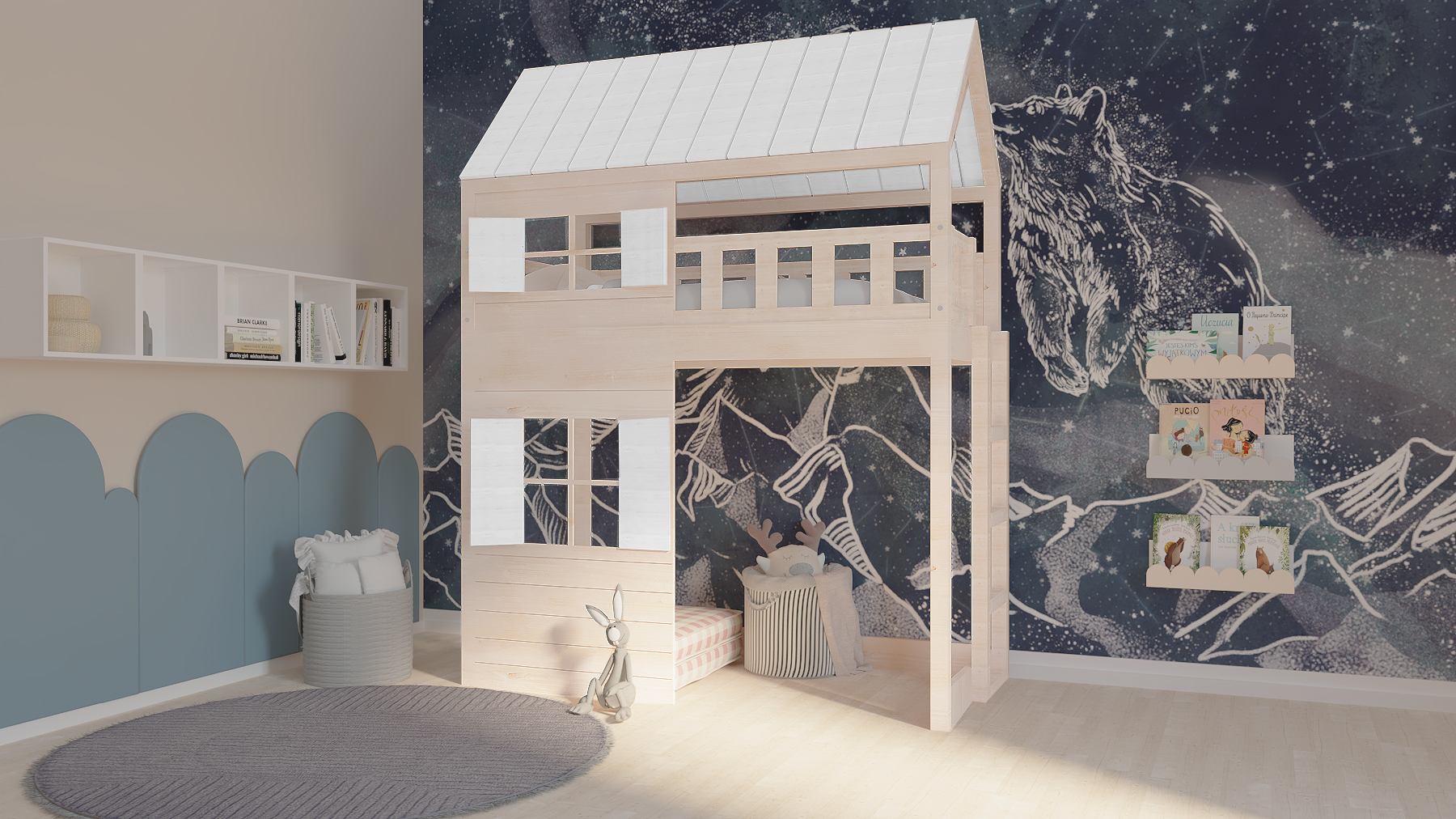 chatynka antresola z drabinką biała chatynka antresola z drabinką biała